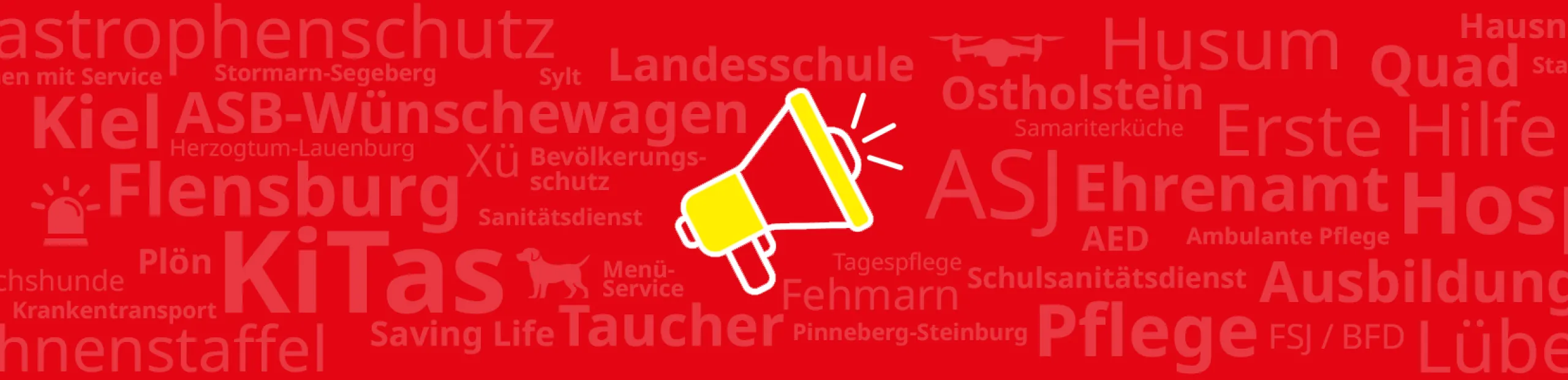 Header Blog Megafon mit ASB-Wortwolke